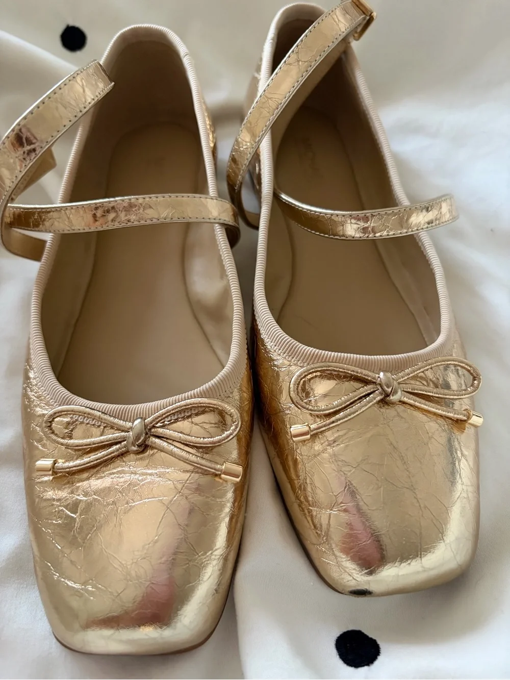 Michael Kors Girls' Metallic Gold Mary Jane Ballet Flats